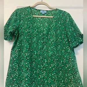 Green Floral Women's Top